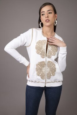 Round Neck Linen Bomber Jacket (2)